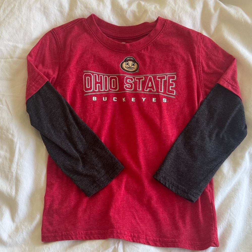 Buckeyes Kids' Red & Black Long Sleeve Tee, Size 5T